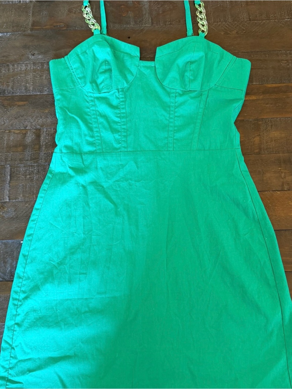 Zara Emerald Bustier Dress with Chain Straps